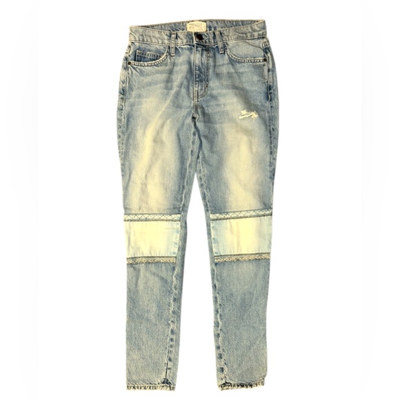 Current Elliott Vintage Distressed Patchwork Embroidered Denim Jeans Size 28